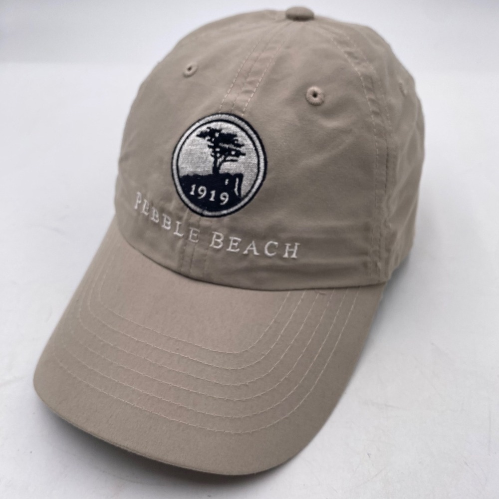 PEBBLE BEACH Golf Hat OSFM Tan khaki adjustable Polyester Drifit links